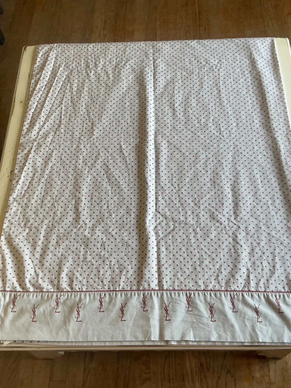 Vintage 80’s Yves Saint Laurent YSL Gray Utica Logo Twin Flat sheet *Defects*